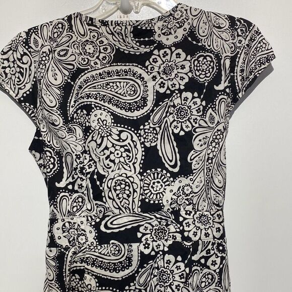 Tommy Hilfiger Women's Black White Paisley Cap Sleeve Sheath Dress Size Small - Picture 7 of 10